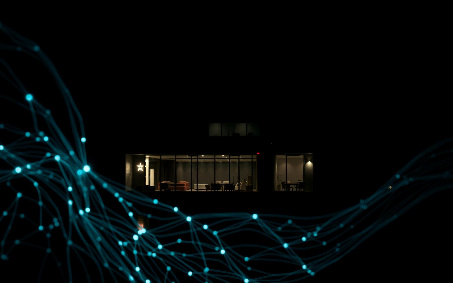 Atmospheric contemporary home at night