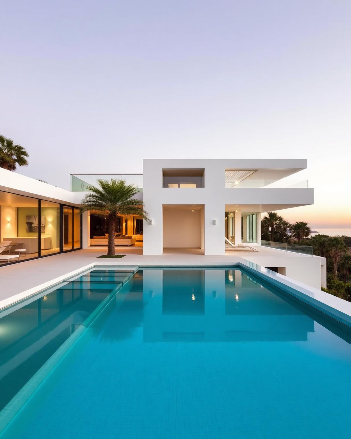 Modern villa beside a swimming pool