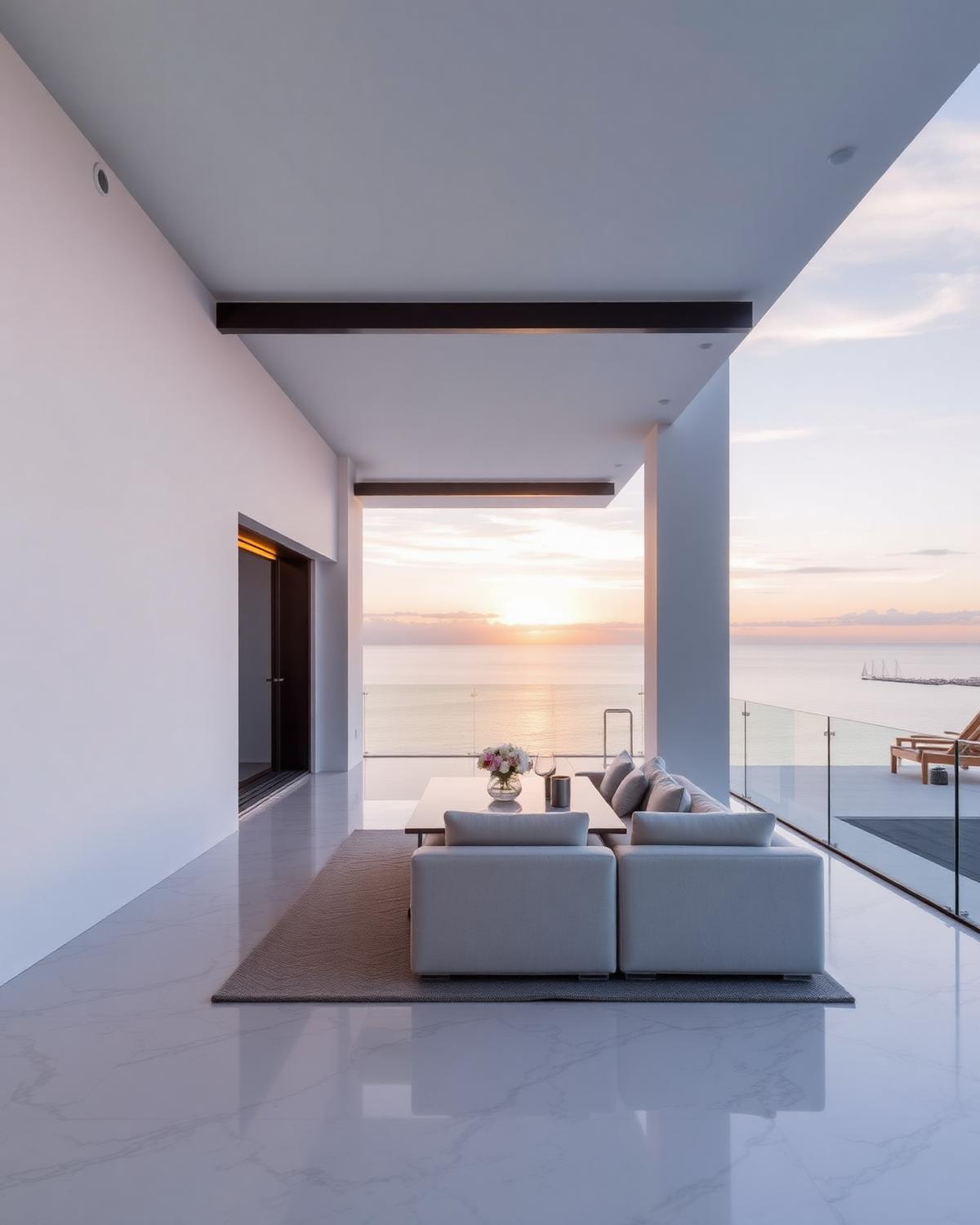 Modern terrace with an ocean view